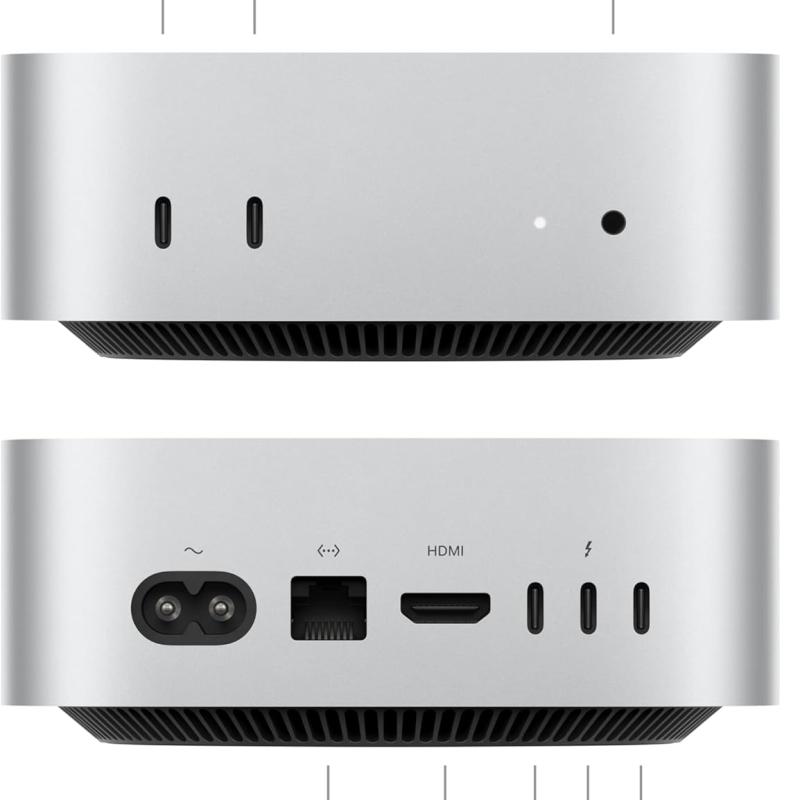 Apple 2024 Mac Mini (Apple M4 chip with 10-core CPU and 10-core GPU, 16GB Unified Memory, 256GB) - Silver